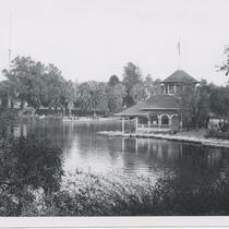 Boat House on the lake at Westlake Park (MacArthur Park), Los Angeles