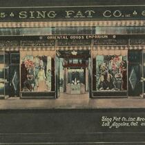 Sing Fat Co., Inc. Broadway Entrance, Los Angeles, Cal. At Night
