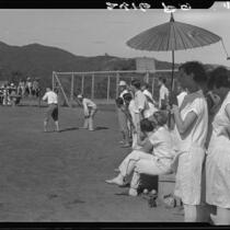 Baseball game and spectators, Pacific Palisades, 1928