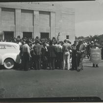 Gathering of union workers at Huntington Park High School
