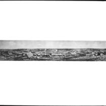 Panoramic view showing 200 degrees of Los Angeles, 1869