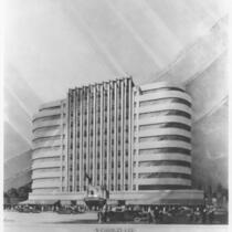 Landau Building, photograph of rendering