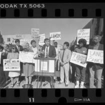 Art Torres speaking against Los Angeles City Energy Recovery Project (LANCER), 1986