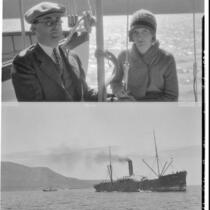Man and woman, freight ship, en route to Channel Islands, 1934