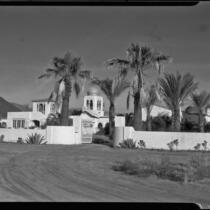 El Kantara, house with onion dome, horseshoe arches, and tiled roof, Palm Springs, [1930s or 1940s?]