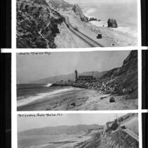 Views of the Castle Rock, the lighthouse and Palisades Park, along the Santa Monica Bay coastline, Topanga and Santa Monica, circa 1920