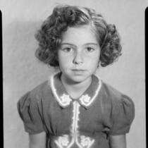 Sylvia Arslan in dress with decorated collar, [1938-1939?]