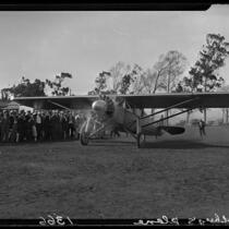 Spirit of St. Louis, probably at Vail Field, Montebello, 1927