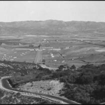 Birdseye view of the San Fernando Valley from the Topanga Canyon Blvd., Topanga, circa 1923-1928