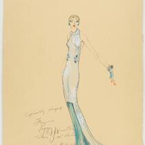 Robert Kalloch design : aqua dress dedicated to Peggy Hamilton