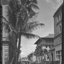 Alexander & Baldwin Building and Oregon Building, view from Bishop Street, Honolulu, 1930