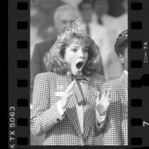 Kristin Leigh Harris reacts to being chosen 1987 Rose Queen, Pasadena, Calif.