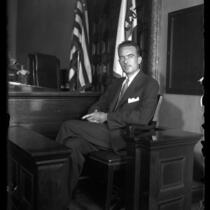 David Clark on the stand during murder trial, 1931.