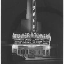 Tower Theatre, Compton, façade, night