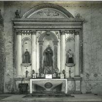 Interior of church at Mission San Luis Rey de Francia, Oceanside, 1899