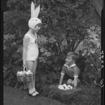 Barbara Jo Cozzens, dressed as Easter bunny, and Donald Eugene Munsey, Santa Monica, 1934