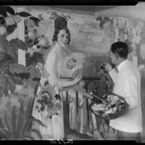 Alfredo Ramos Martinez working on a painting, Hotel Playa de Ensenada, Ensenada, 1931