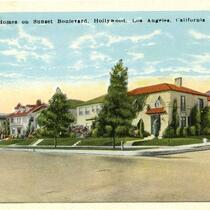 Beautiful homes on Sunset Boulevard, Hollywood, California