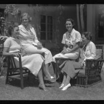 Young women planning party for military officers, Rancho Palos Verdes, 1936