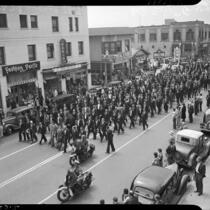 Funeral procession for longshoreman Norman "Big Bill" Gregg, San Pedro, 1937