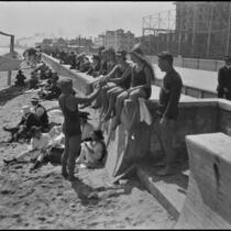 Young people on beach, Long Beach, [1930s]