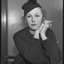 Ena Gregory, Australian actress, in court for divorce proceedings, Los Angeles, 1935