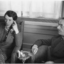 German author Erika Mann with her father, author Thomas Mann, Los Angeles