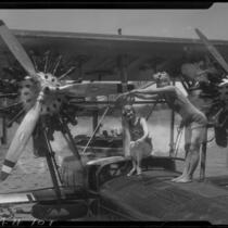 Women posing on Sikorsky S38-A "The Flying Fish" amphibian plane, Lake Arrowhead, 1929