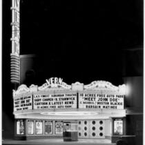 Vern Theatre, Los Angeles, exterior, night