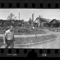 Burned out houses at Aeromexico Flight 498 crash site in Cerritos, Calif., 1986