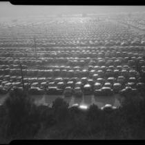 Bird's-eye view of parked cars at Tournament of Roses, Pasadena, [1940-1950]