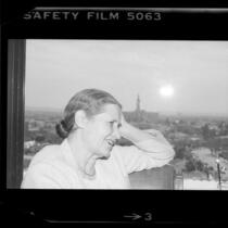 Writer Doris Lessing, portrait in profile, 1984