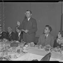 Edward Craig, speaker of Assembly, addressing convention luncheon attendees at the Clark Hotel, Los Angeles, 1935
