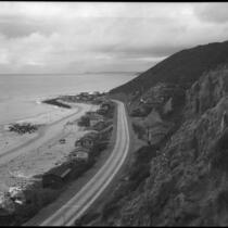View of the Malibu coastline just east of Las Flores Canyon, Malibu, circa 1915-1920