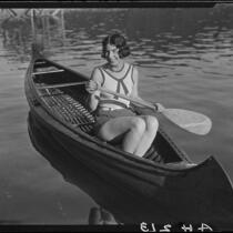 Young woman in canoe, Lake Arrowhead, 1929