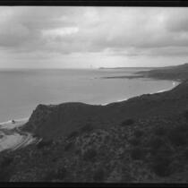 Birdseye view of coastline of Santa Monica Bay, Malibu, circa 1910