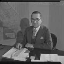 Donald Renshaw of the National Recovery Adm., in the N.R.A. office at the Chamber of Commerce Building, Los Angeles, 1934