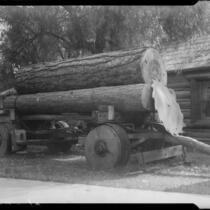 Logs and logging equipment, San Bernardino, 1926 or 1928