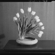 Japanese style flower arrangement with tulips by Margaret Preininger, Los Angeles, 1935