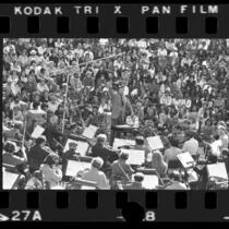 Zubin Mehta conducting Los Angeles Philharmonic at Peninsula Music Fair in Palos Verdes, Calif., 1975