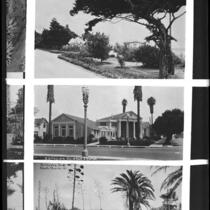 Two views of Palisades Park and one view of a Christian Science church , Santa Monica, circa 1920-1930