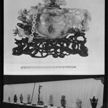 Jade perfume bottle and other jade carvings, Beverly Hills, 1950