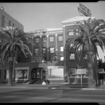 Facade of the Windemere Hotel after renovation, Santa Monica, [1955]