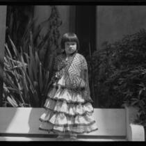 Little girl in Spanish dress at the Old Spanish Days Fiesta, Santa Barbara, 1932