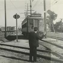 Conductor signaling train
