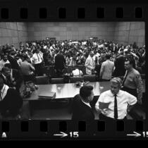 Crowded Los Angeles County courtroom during coroner's inquest of Leonard Deadwyler, 1966