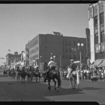 Equestrian unit in Elks' parade, Santa Monica, 1939 or 1952