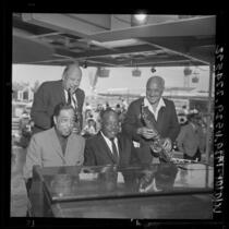 Wayne King, Count Basie, Duke Ellington and Bill Elliot at Big Band Festival at Disneyland (Calif.), 1964