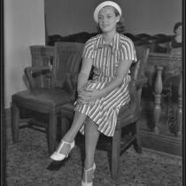 Eleanor Holm in court chamber, 1933-1937