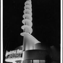 Academy Theatre, Inglewood, tower at night